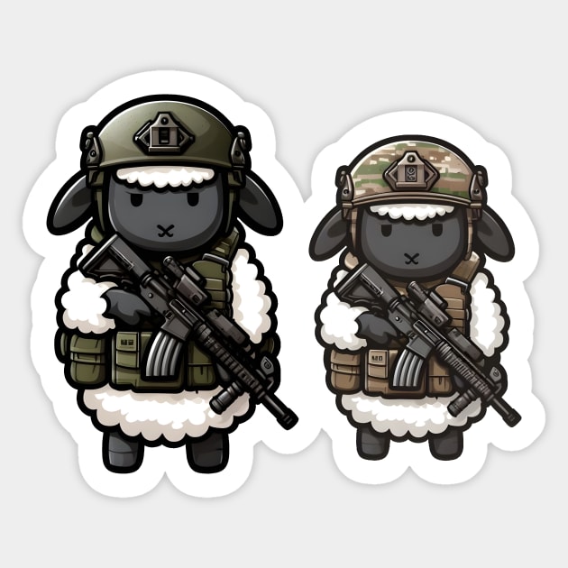 Tactical Sheep Sticker by Rawlifegraphic